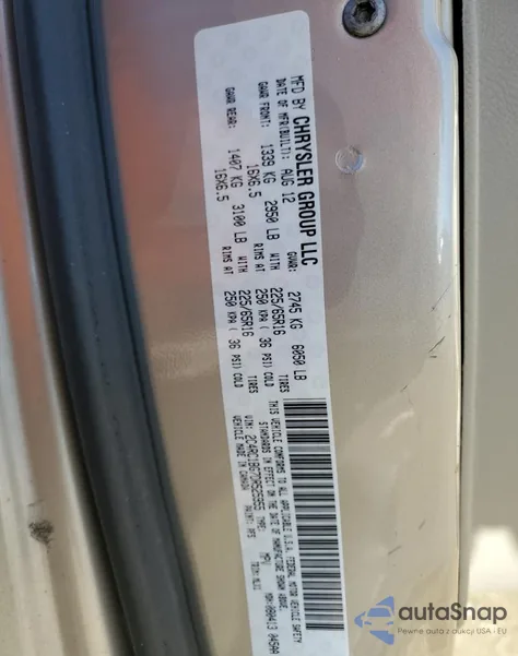 2013 Chrysler Town & Country Touring z USA, uszkodzony, nr VIN 2C4RC1BG7DR525955